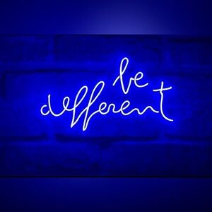 “Be Different” Neon Sign – Purple Glow, Gently Used, 13x3x8”